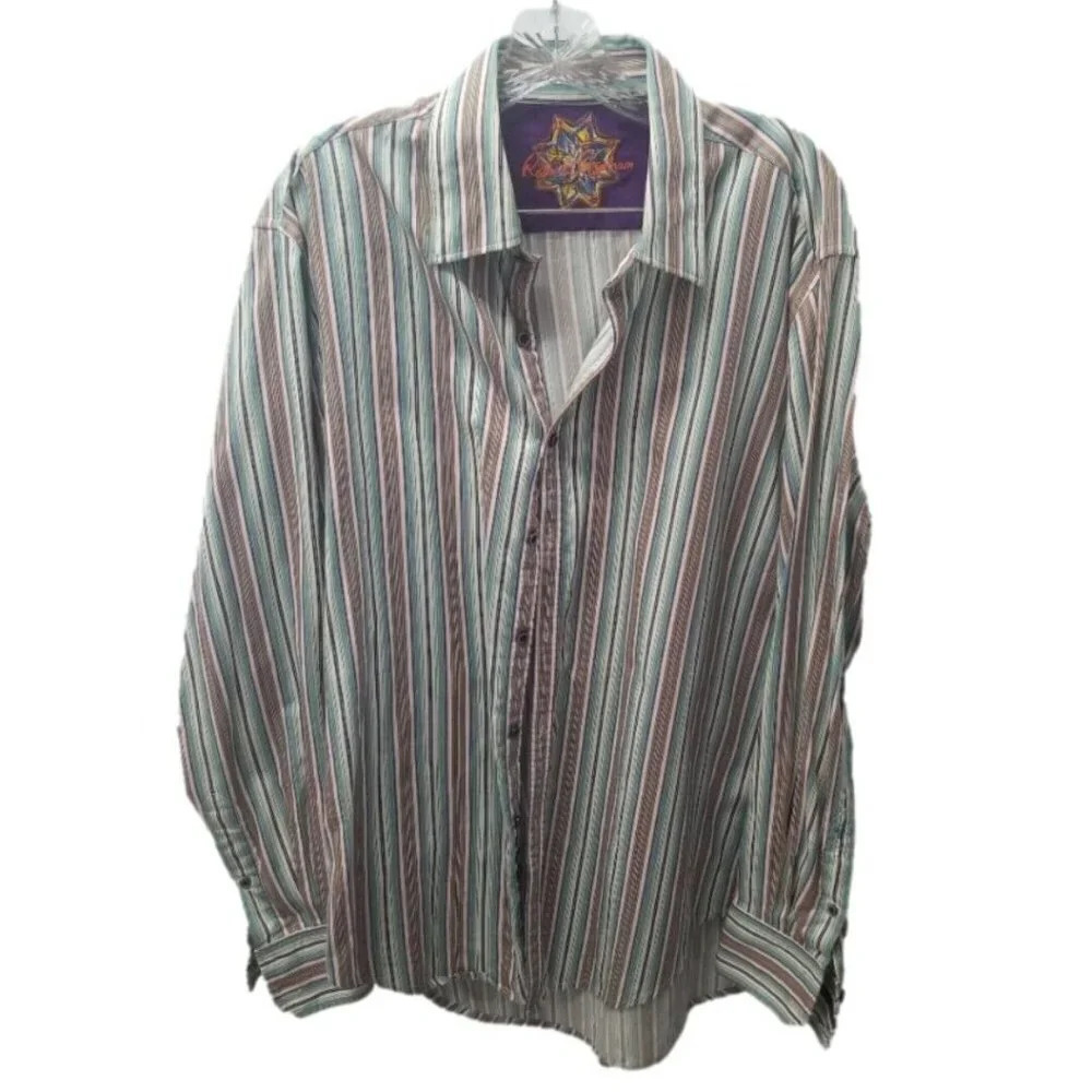 Robert Graham Multicolor Striped Button Down Dress Shirt XL